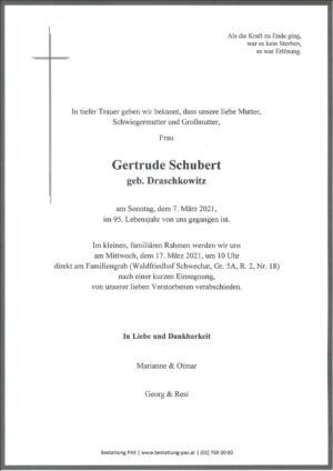Traueranzeige von Gertrude Schubert