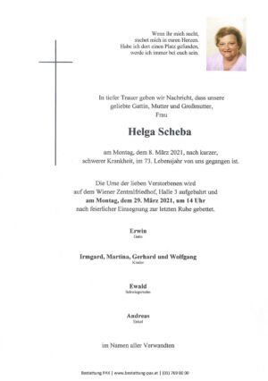 Traueranzeige von Helga Scheba