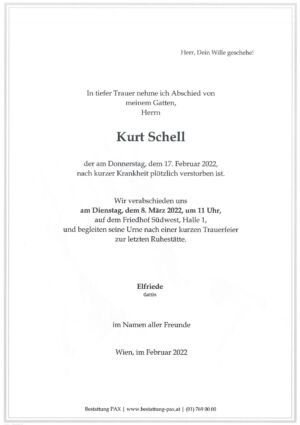 Traueranzeige von Kurt Schell