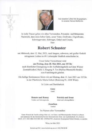Traueranzeige von Robert Schuster