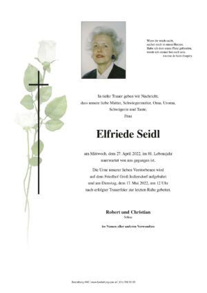 Traueranzeige von Elfriede Seidl