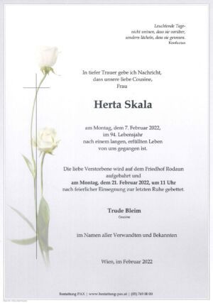 Traueranzeige von Herta Skala