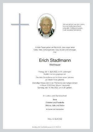 Traueranzeige von Erich Stadlmann