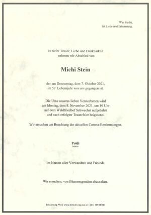 Traueranzeige von Michael Stein