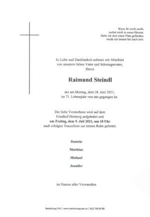 Traueranzeige von Raimund Steindl