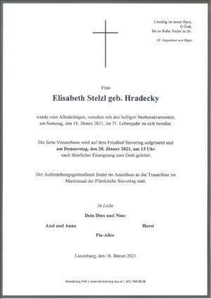 Traueranzeige von Elisabeth Stelzl