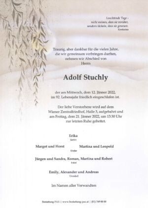 Traueranzeige von Adolf Stuchly