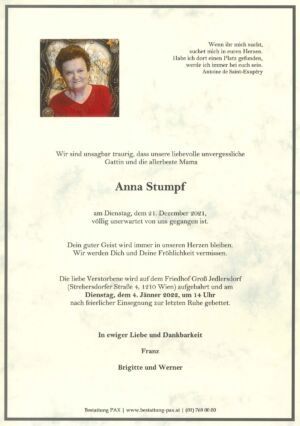 Traueranzeige von Anna Stumpf