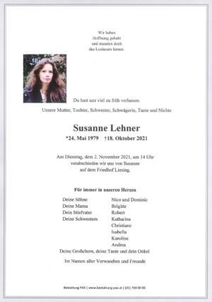 Traueranzeige von Susanne Lehner
