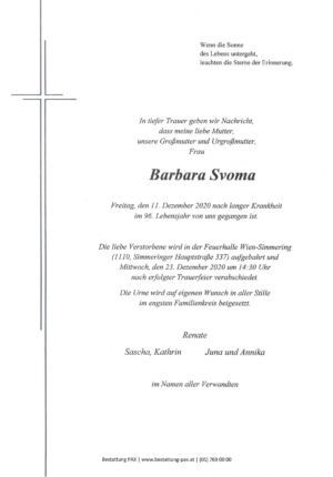 Traueranzeige von Barbara Svoma