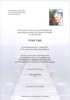 Traueranzeige von Erich Taitl