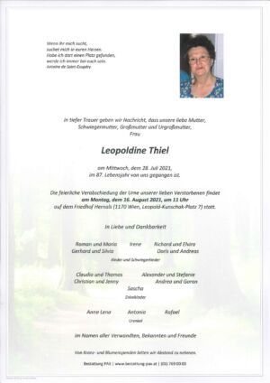 Traueranzeige von Leopoldine Thiel