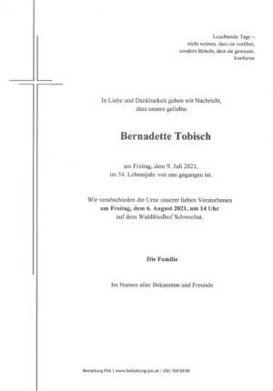 Traueranzeige von Bernadette Tobisch