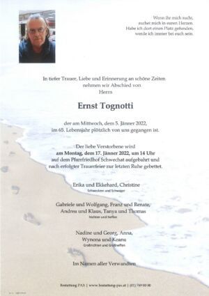 Traueranzeige von Ernst Tognotti