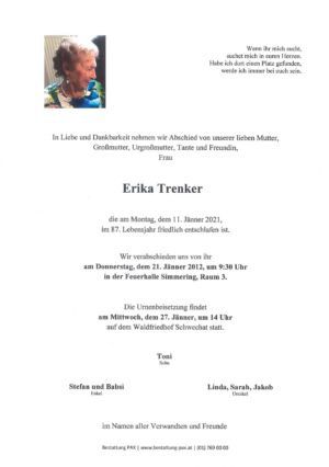 Traueranzeige von Erika Trenker