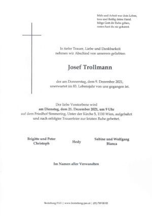 Traueranzeige von Josef Trollmann