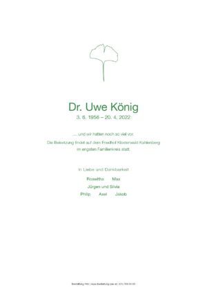 Traueranzeige von Dr. Uwe König