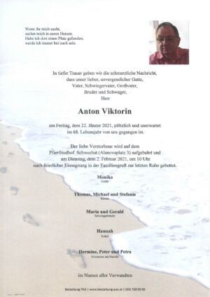 Traueranzeige von Anton Viktorin
