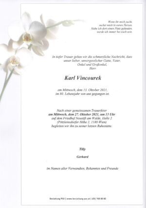 Traueranzeige von Karl Vincourek