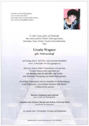 Traueranzeige von Ursula Wagner