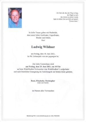 Traueranzeige von Ludwig Wildner