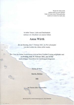 Traueranzeige von Anna Wirth