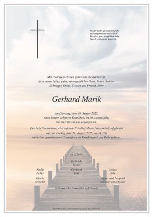 Traueranzeige von Gerhard Marik
