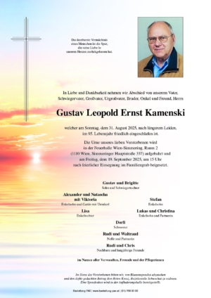 Traueranzeige von Gustav Kamenski