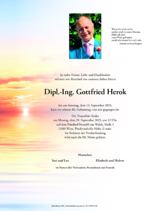 Traueranzeige von Dipl.-Ing. Gottfried Herok