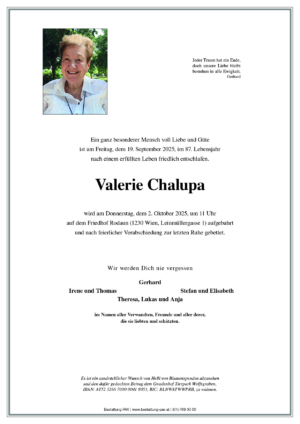 Traueranzeige von Valerie Chalupa
