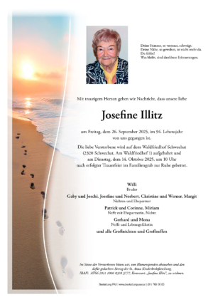 Traueranzeige von Josefine Illitz