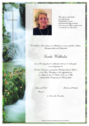 Traueranzeige von Gerda Widhalm