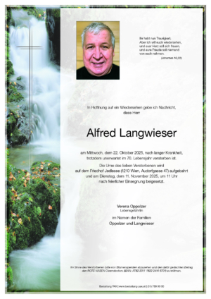 Traueranzeige von Alfred Langwieser