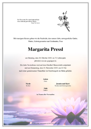 Traueranzeige von Margarita Pressl