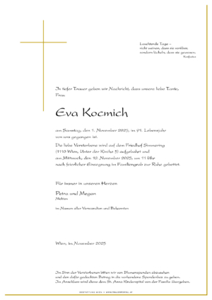 Traueranzeige von Eva Kocmich