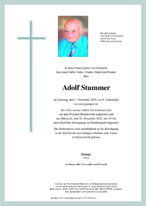 Traueranzeige von Adolf Stummer