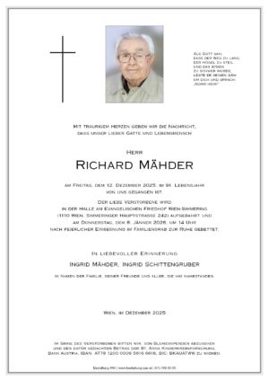Traueranzeige von Richard Mähder