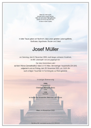 Traueranzeige von Josef Müller