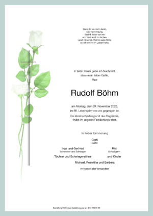 Traueranzeige von Rudolf Böhm