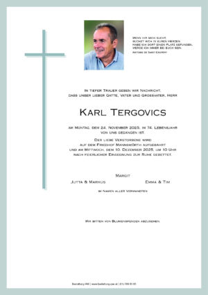 Traueranzeige von Karl Tergovics