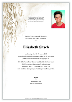Traueranzeige von Elisabeth Sitsch