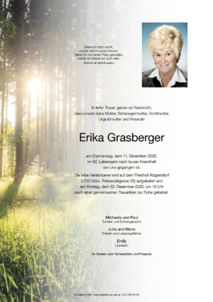 Traueranzeige von Erika Grasberger