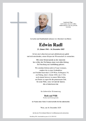Traueranzeige von Edwin Radl