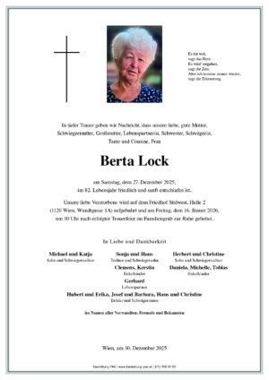 Traueranzeige von Berta Lock