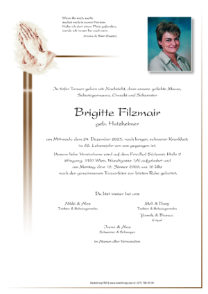 Traueranzeige von Brigitte Filzmair