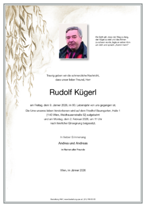 Traueranzeige von Rudolf Kügerl