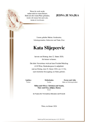 Traueranzeige von Kata Slijepcevic