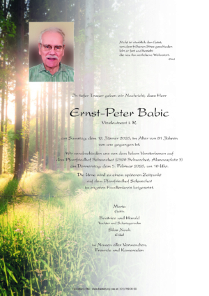 Traueranzeige von Ernst-Peter Babic