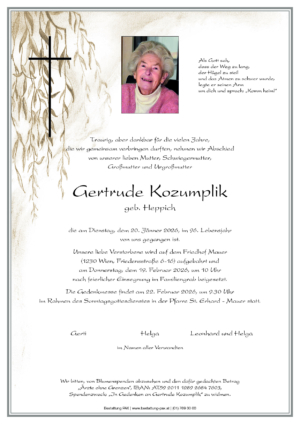 Traueranzeige von Gertrude Kozumplik