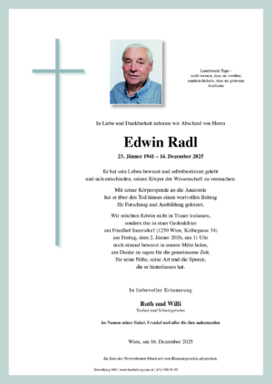 Traueranzeige von Edwin Radl